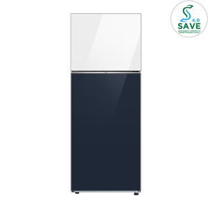 Samsung 476L Bespoke Design 2 Door Inverter Glass Refrigerator RT47CB66448AME (White + Clean Navy)